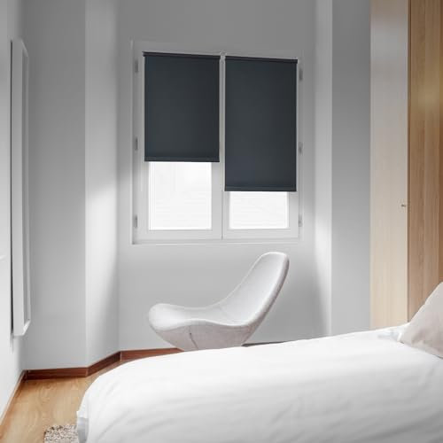 STOR PLANET Rollo ohne Bohren, blickdicht, blickdicht, einfache Installation an Schwingfenstern, Wand und Decke, Grau, 120 x 180 cm