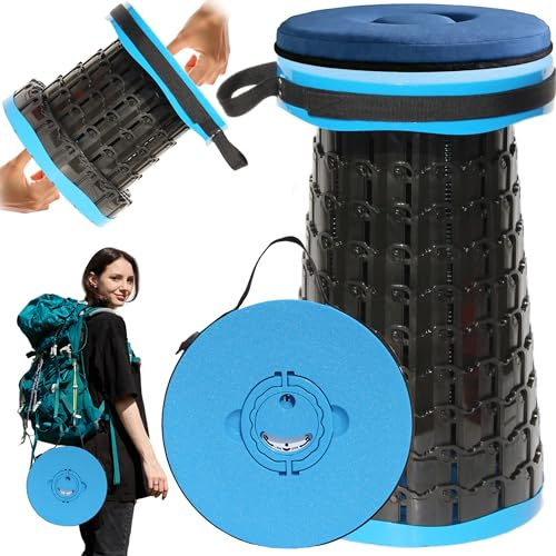 PLOGGING Sgabello pieghevole XXL con cuscino, 40 cm x 30 cm, sedia retrattile per adulti, robusto con carico massimo 453,6 kg