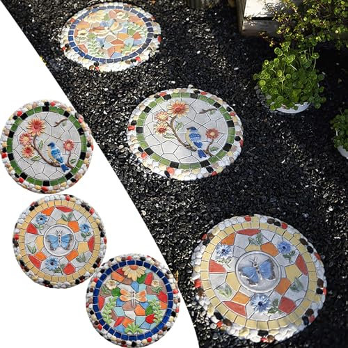 FQCXCKJ Trittsteine für den Garten, 1/3/6er-Pack, Trittsteine für den Pool im Hof, Trittsteine für den Garten im Außenbereich, Schmetterling, Libelle (3er-Pack)