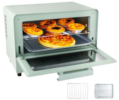 QUTBAG Mini Four 14 L, Four à Convection avec température et minuterie réglables, Grille-Pain de comptoir avec 2 Boutons, cuisinière électrique et Grill pour la Cuisson, Le rôtissage, Le Grillage
