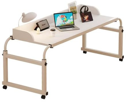 OWOHYG Table de lit réglable pour Ordinateur Portable de 115 à 210 cm, Bureau d'ordinateur, Station de Travail Debout, Plateau de Nourriture, Table roulante, Hauteur réglable de