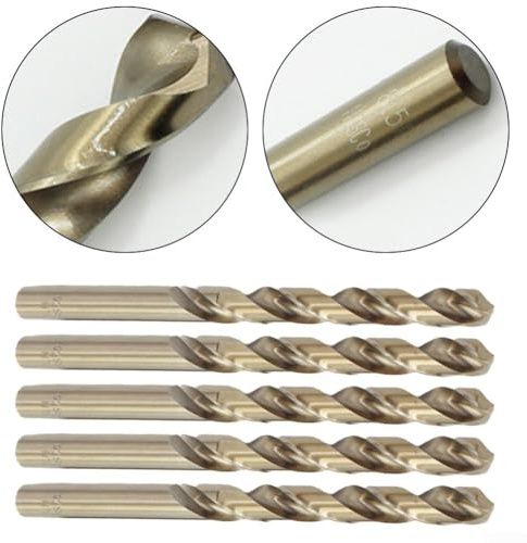 Lot de 5 forets en cobalt de qualité supérieure pour acier inoxydable trempé, métal (10 mm)