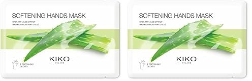 KIKO Milano Softening Hands Mask | Masques Mains et Ongles en Tissu à L’Extrait D’Aloe Vera (Lot de 2)