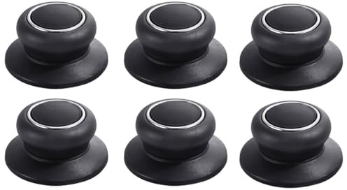6Pcs Universal Pot Lid Top Replacement Knob,Heat Resistant,Bakelite Kitchen Pot Lid Handle,Easy installation Kitchen Cookware Replacement Pan Lid Holding Handles(Black)