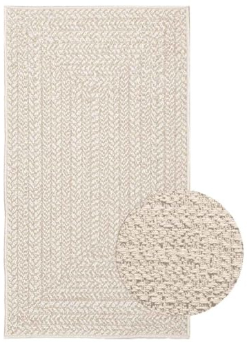 vidaXL Teppich ZIZUR Creme 60x110 cm Jute-Optik Indoor und Outdoor