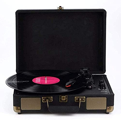 JFNHUTL Grammofono, Giradischi Portatile Grammofono Valigia con Bluetooth Altoparlante Stereo a 3 velocità Supporta Uscita USB/RCA/Jack per Cuffie, B