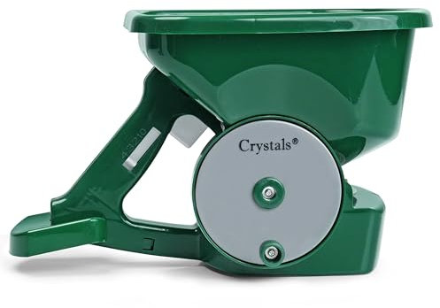 Crystals Seed Spreader Handheld - Rotary Grass Seed Spreader and Lawn Feed Spreader - Lawn Fertiliser Spreader Hand Held