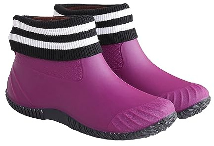 Man Winter Shoes Fashionable Casual Inner High Rain Shoes Plus Cotton Removable Female Flat Non Slip Outer Multi Functional Rain Boots in Tube Water Shoes Cowboy Boots for Women Size 5 (Purple, 5.5)