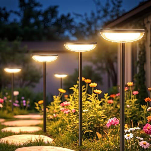 GEARLITE Solar Garden Lights, 4 Pack Solar Lights Outdoor Garden Built-in 1000mAh Battery, Outdoor Ornaments Solar Powered Waterproof for Yard Patio Pathway Decoration