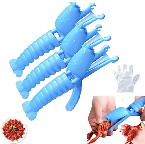 Crawfish Sheller Tool, 2025 Crawfish Peeler for Peeling Cooked Shrimp Tails Crayfish Shelling Device Shrimp Peeler Crawfish Sheller Seafood Tool(3pcs Blue)