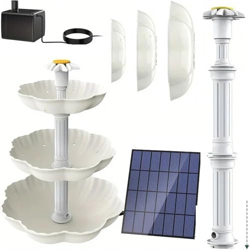 Kit Fontana Fontana solare per il bagno degli uccelli, fontana fai da te staccabile, fontana paesaggistica per il bagno degli uccelli, decorazione da giardino Fontana Da Esterno Solare(Off white)