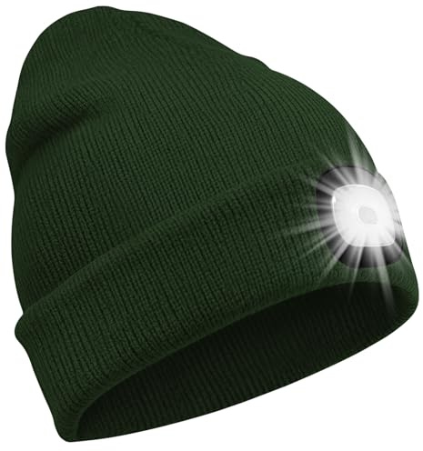 SPGOOD LED Mütze mit wiederaufladbarem Licht, Geschenk für Wintersport | 3 Helligkeitsstufen,abnehmbares LED-Licht,waschbarer Mütze,kreatives Weihnachtsgeschenke für Damen,Herren,Papa,Mama,Freundin