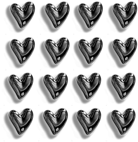 Janlifian 16PCS Black Fridge Magnets Cute Love Heart Magnet Set 2.1cm Small Heart Decorative Magnets Funny Home Kitchen Refrigerator Office Whiteboard Magnetic Stickers Decoration