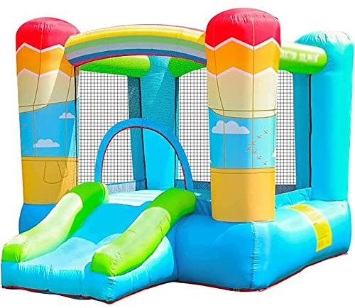 YKMYXZ， Casa inflable silenciosa de la despedida del castillo hinchable con el tema del globo aerostático del partido de la diapositiva del castillo