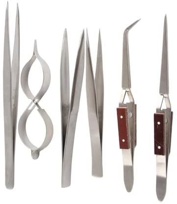 Pince à souder 6 pièces, pince à épiler inversée en céramique, non conductrice, antimagnétique, pointes pointues et courbées, pour pincer les bobines pendant le tir