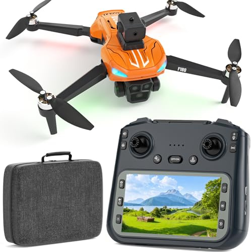 Drone GPS con fotocamera 4K per adulti, schermo di controllo remoto da 4,5 pollici, sistema di prevenzione automatica degli ostacoli, autonomia di volo di 22 minuti