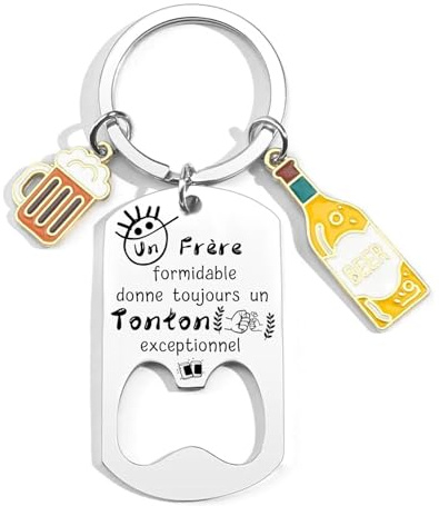KJKJKJ Tonton Porte Clef Cadeau annonce grossesse Tu vas etre Tonton Décapsuleur Cadeau Anniversaire Homme Original Cadeaux de Noël Pour