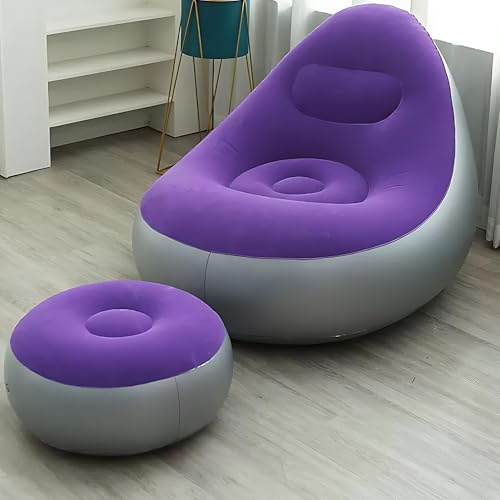 WSNDM Sedia Sofà Gonfiabile, Divano Gonfiabile Sedia Gonfiabile Portatile, Singolo Sofa Chair & Footrest, Per Campeggio, Giardino, Soggiorno Camera Da Letto Sala Lettura Ufficio Balcone