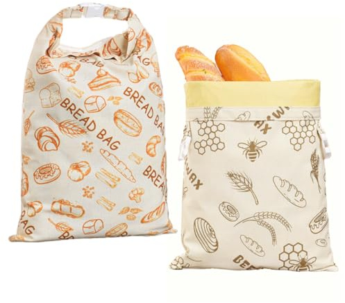 IcosaMro Beeswax bread bags for homemade bread, 17×12.5 Reusable Bag for Freezer & Refrigerator, Natural Beeswax-Lined Cotton Storage Bags Freshness Keeper for Sourdough Bakery Essentials