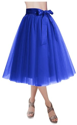 Gonna in tulle, da donna, in tulle, sottogonna multistrato, colorata, in tulle, anni '80, tutù, gonna per adulti, sottogonna, blu 2, Taglia unica