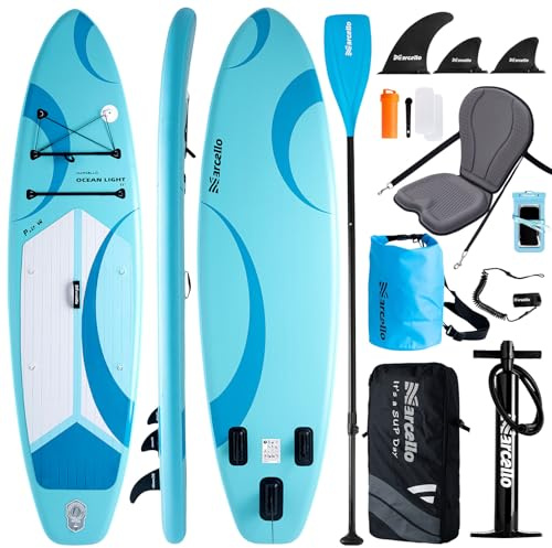 Paddle board, 11’x 35 x 6 Ultra-Wide Inflatable Paddle Board for Adults, SUP Board with Backpack, Waterproof Storage Bag, Hand Pump, Waterprrof Phone Case Repair Kit for Yoga, Fishing, Surfing