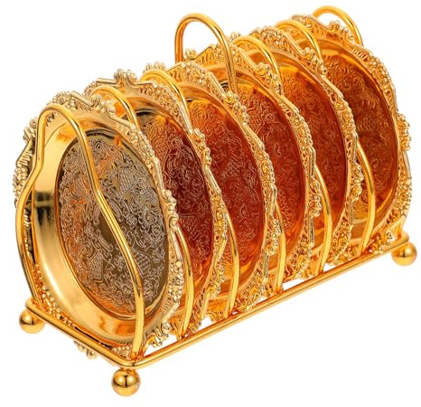 SHINEOFI Plateau de Fruits Secs Doré 6 Assiettes avec Support Métal Doré Mini Plateau Créatif pour Apéritif et Présentation Snack, Assiette de Fruits Ménager Cuisine et Réception