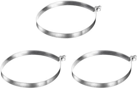 sourcing map 3Pcs Brace Bands Chain Link Fence, Galvanized Steel Tension Bands with Bolts & Nuts for 8-5/8 Chain Link Post, Pipe, Gate, Fences Panels, Silver
