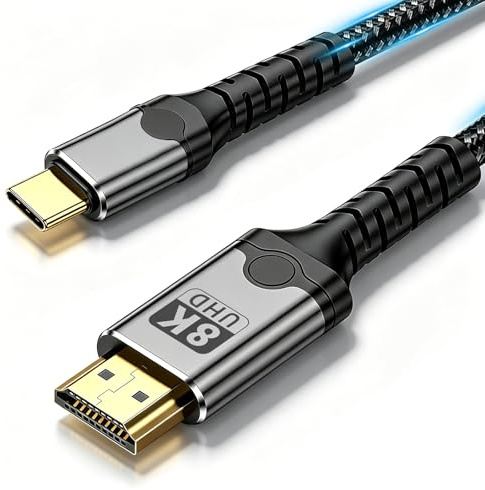 baolongking Cable USB C a HDMI 8K 60Hz, Thunderbolt 3/4/5/, HDMI 2.0 HDR, compatible con iPhone 16/17, MacBook iPad Pro/Air, iMac, iPad, Mac Mini, Galaxy S25, etc. (1M)