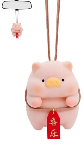 MenYiYDS pendentif voiture retroviseur,Pendentif De RéTroviseur de Voiture Cochon Porte-Bonheur Suspendu Accessoires D'IntéRieur de Voiture DéCoration Cochon Cadeaux Pour Filles Et Femmes