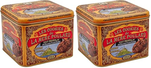 La Mère Poulard, galletas tipo cookies de mantequilla y chocolate - Lata de 400g (Paquete de 2)