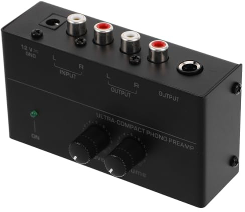 NUOBESTY Preamplificador de Phono de Metal para Tocadiscos Simple y Amplia Compatibilidad, Amplificador de Audio Doméstico Negro para Vinilos