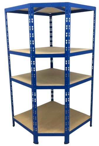 Callidus schwerlast Eckregal Rio für 60 cm Tiefe Regale | ✓ 179x90x90x60cm | ✓ blau | ✓ 4 Böden je max. 175 kg Tragkraft | ✓ Schwerlastregal Metallregal Lagerregal Kellerregal Werkstattregal