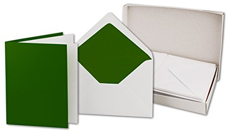 25 Faltkarten-Sets - Dunkelgrün - 12 x 17 cm - DIN B6 Klapp-Karten mit Briefumschläge Dunkelgrün gefüttert - inklusive Einleger