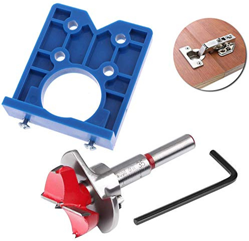 Concealed Hinge Jig Drill Guide Sets 35mm Hinge Boring Jig Hinge Hole Saw Jig Forstner Bit Positioner Hole Puncher Locator Opener for Cabinet Hinges and Mounting Plates
