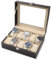 Dioche Caja para relojes con tapa, funda para 10 relojes, estuche porta relojes, funda de piel sintética para reloj de hombre, negro, 25 x 20 x 8 cm