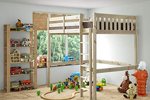 STRICTLY BEDS&BUNKS Eldon High Sleeper Loft Bunk Bed, Solid Pine 4ft6 Double Frame