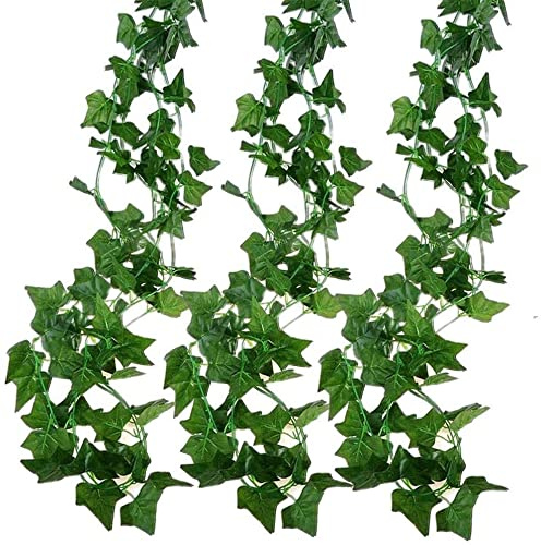 12 Pack Artificial Ivy Garland 84 Ft Garland Decorations Ivy leaves Fake Vine Green Leaves Fake Plants Vine Hanging Plant for Room, Wall,Garden, Party,Wedding decor