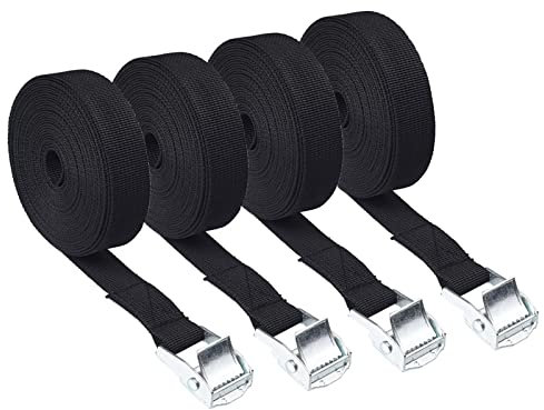 4 Pack Ratchet Tie Down Straps, 5m x 25mm Adjustable Retaining Tensioning Belts, Heavy Duty Lashing Straps with Buckle for Motorcycle, Vans, Trailer, Trucks, Luggage, Cargo.