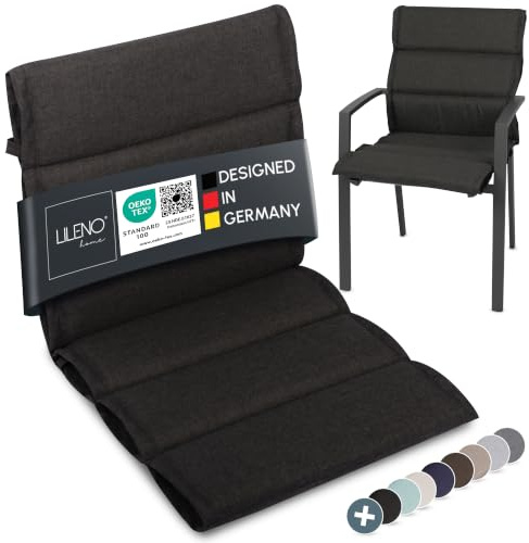 LILENO HOME Gartenstuhl Auflagen als [1er Set - Niedriglehner] in Anthrazit | bequeme Liegen als Sitzauflagen für Gartenmöbel - Stuhlkissen für Gartenstühle und Klappstühle