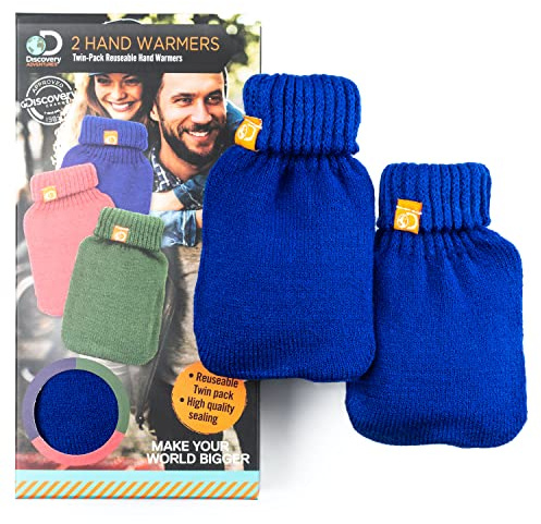 Glamza Hand Warmers Generise Reusable Hand Warmer TWIN PACK with Knitted Cover - Long Lasting Constant Heat Perfect for Cold Weather (Colours Received Vary Blue, Red or Green) (GENERISE-531)