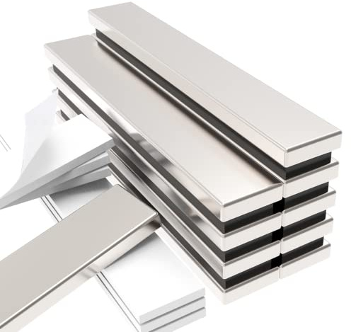 Wukong Magnets Strong, 60x10x3mm | 10 Pack Fridge Magnets, Magnetic Strips Self Adhesive magnet for Kitchen, Crafts and Whiteboard etc (1.97 * 0.39 * 1.18in)