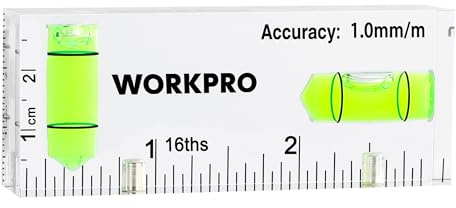 WORKPRO Small Level, 3 Inch Mini Level Tool, Magnetic Level with 2 Different Bubbles 90°/180°, Shatterproof Cross Check Bubble Level, Pocket Level for Picture Hanging Tool