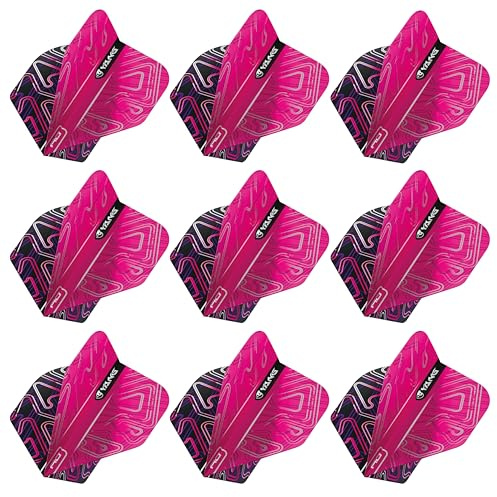 RED DRAGON Yin Yang Double Sided Pink & Black Standard Dart Flights 3 Sets Per Pack (9 Dart Flights in total)