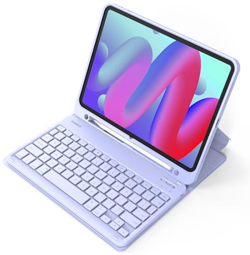 Inateck Case with Keyboard for iPad 10th/ A16 11th Gen 2025 11 | Detachable Keyboard with Pencil Holder for Air 11 M4/M3/M2, Air 5/4, Pro 11, 3-Angle Stand, Classic Design,Purple