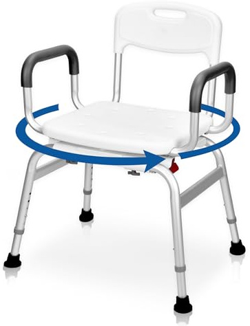 Sangohe Silla de Ducha para Ducha Interior, Silla de Ducha giratoria de 360⁰, Asiento de Ducha Resistente con Respaldo, Silla de Ducha para bañera con Brazos para discapacitados, Asientos de Ducha