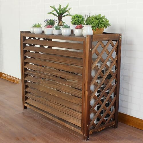 Legno Copertura protettiva dell'unità esterna, Traspirante copri climatizzatore decorativa giardino, copertura condizionatore Carbonizzazione esterno, copri condizionatore da esterno, stand di piante.