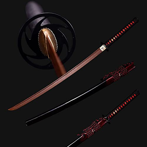 TIAYKO Katana aus Holz,Klinge aus natürlichem Rosenholz,handgefertigtes Bokken,Scheide mit Sprühfarbe aus Massivholz,103 cm Samurai-Schwert für Cosplay,Iaido,Kendo,Geschenke