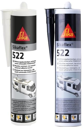 Bundle of Sika – Dichtstoff – Sikaflex-522 – ideal für Fugen – innen und außen – UV-stabil und witterungsbeständig – gute Haftung - 1 Kartusche 300ml weiß und 1 Kartusche 300ml schwarz