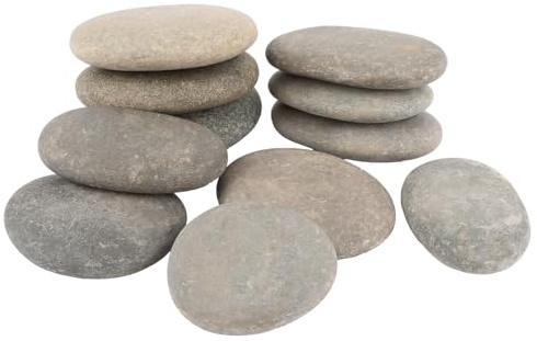 MUXHEL 8 Stück Flache Steine zum Bemalen, 8-12cm Glatte Kieselsteine zum Basteln, Flache Kieselsteine Naturkiesel, handverlesene Naturstein Aquarium Deko-Steine für Handwerk Malerei Kreative Kunst