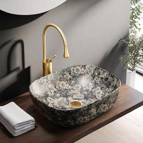 Colore retrò Lavabo da Bagno ， Bagno Lavabo Artistico sopra Il bancone ，avandino per Bucato da Appoggio con rubinetto， Adatto per hotel, WC, lavandini, bagni